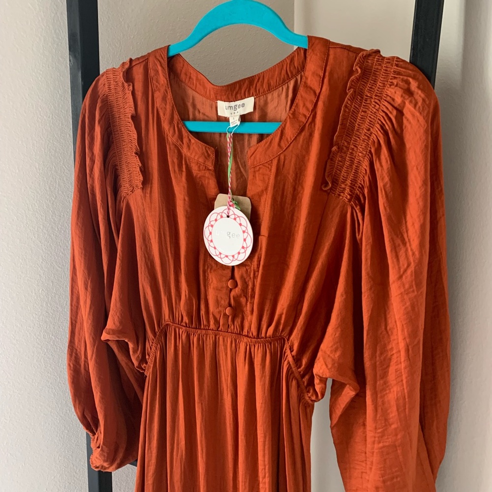 Women’s Large New With Tags Umgee USA Orange Long Sleeve Dress